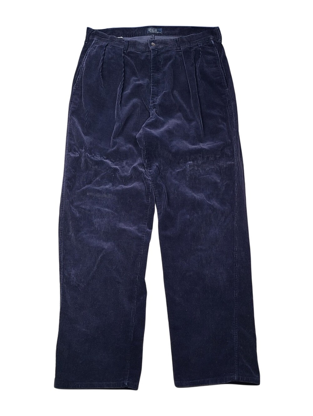 Vintage Polo Ralph Lauren Pants Mens 36x33 Navy Blue Corduroy Pleated USA Made